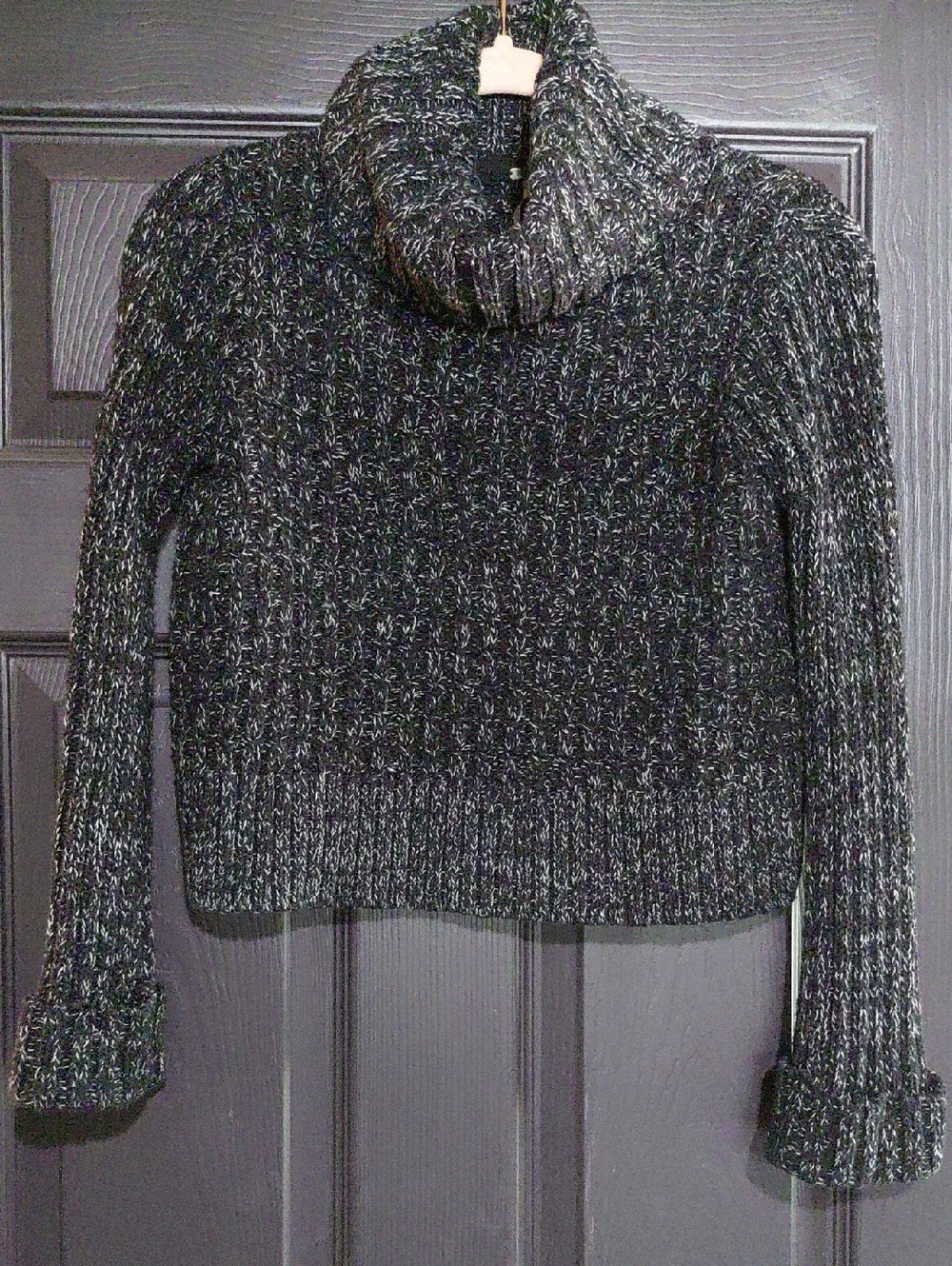 Free People Black Charcoal Marled Turtleneck Sweater